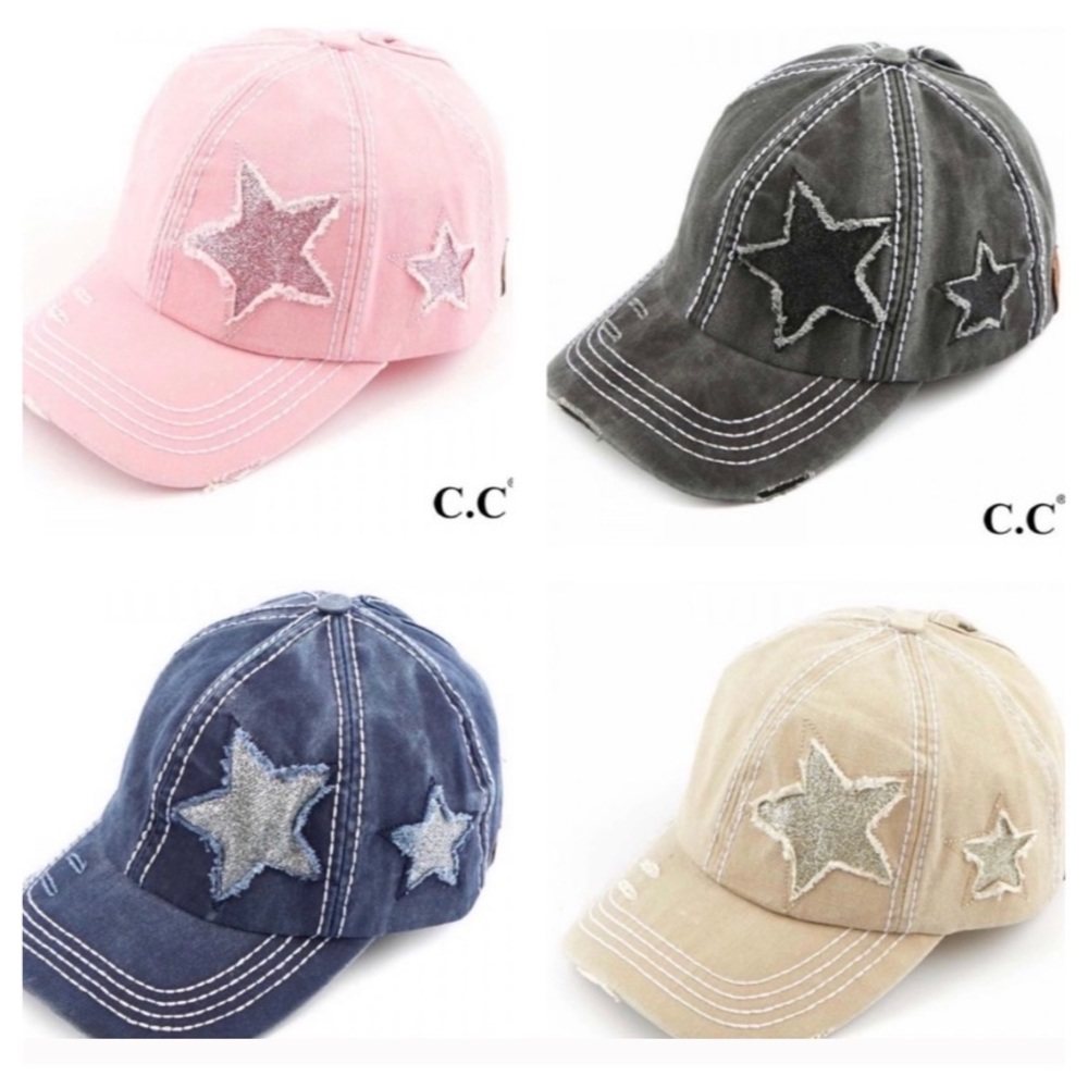 LAST ONE PINK COLORS CAP, GLITTER STARS